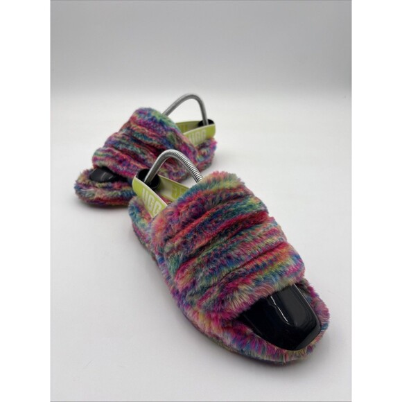 UGG Fluff Yeah Pixelate Women's Size 7 Multicolor 1125007  slides slippers - Picture 3 of 7